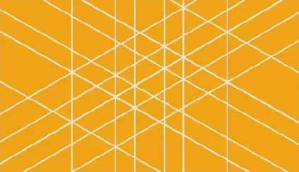 White geometric line pattern on a golden yellow field.